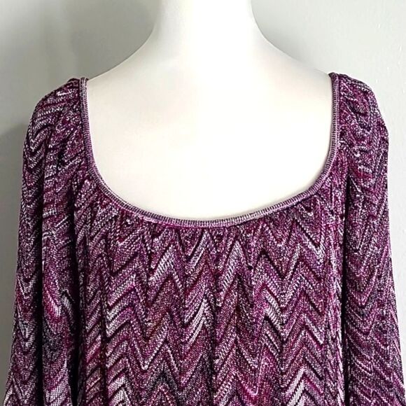 International Concepts Purple & Silver Chevron Sparkly Top, Size 1X - Picture 3 of 8